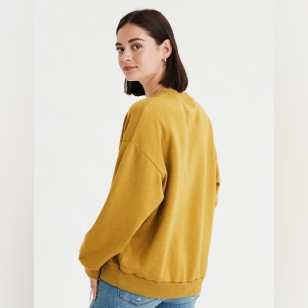 American Eagle Outfitters Mustard Crew Neck Sweatshirt Sweater XS AEO